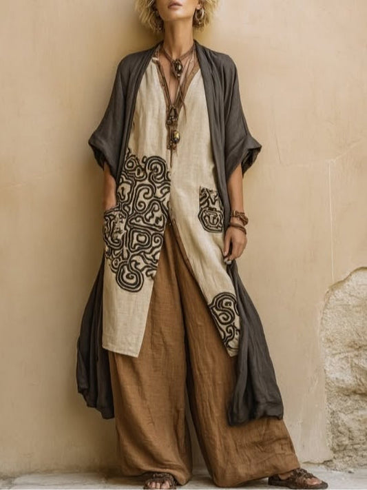 Conjunto Mujer Tres Piezas Algodón Estilo Bohemio Relajado - Mavetta