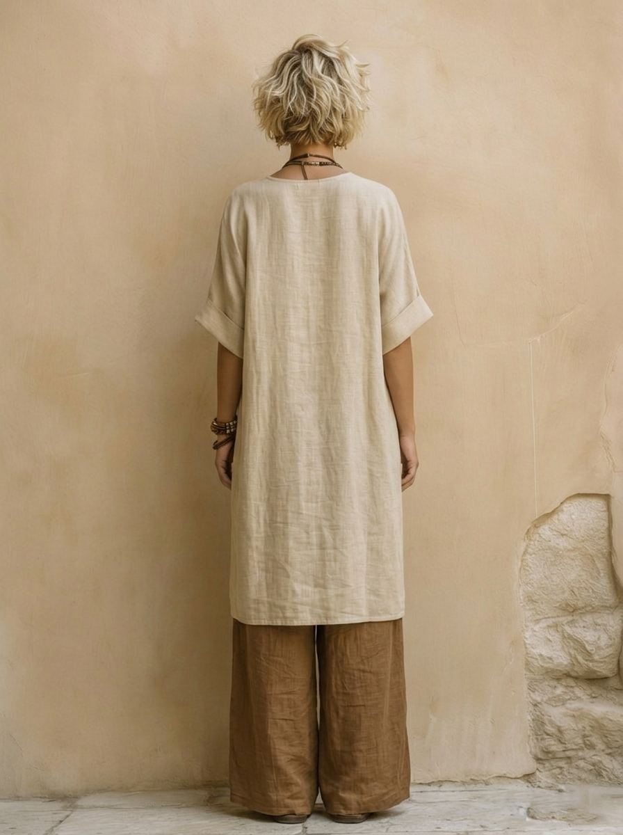 Conjunto Mujer Tres Piezas Algodón Estilo Bohemio Relajado