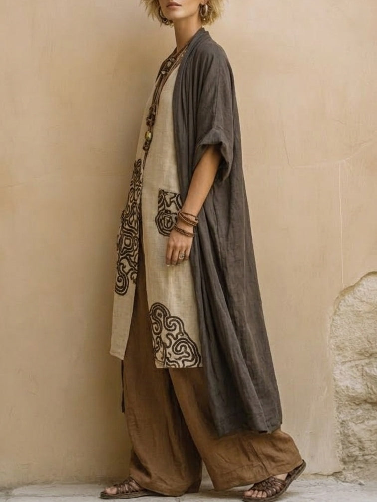 Conjunto Mujer Tres Piezas Algodón Estilo Bohemio Relajado