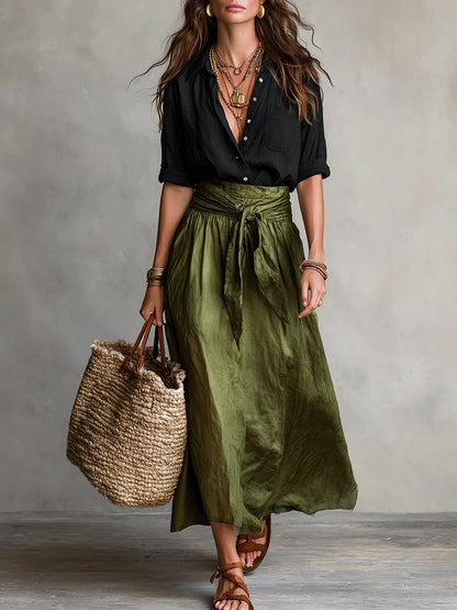 Conjunto Mujer de Camiseta y Falda Midi Ajustada - Mavetta