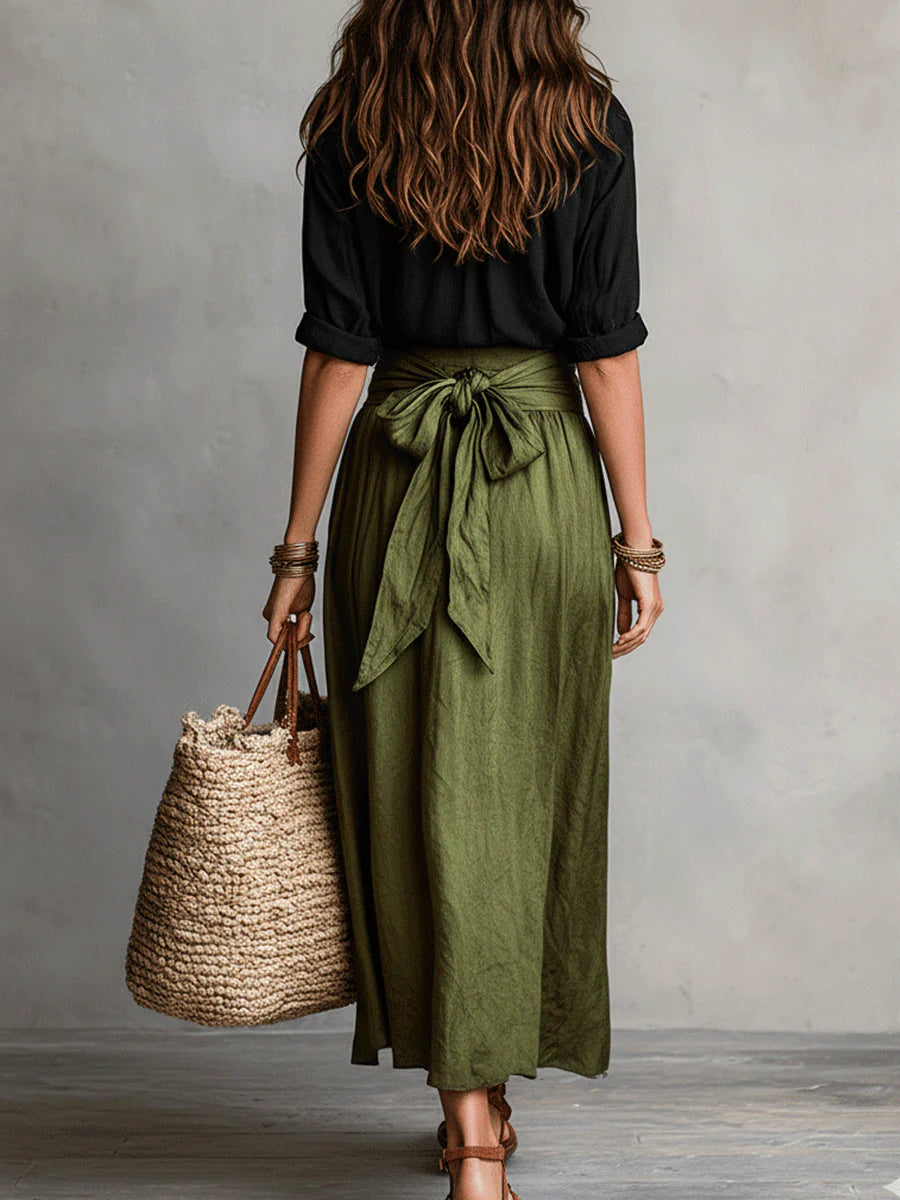 Conjunto Mujer de Camiseta y Falda Midi Ajustada