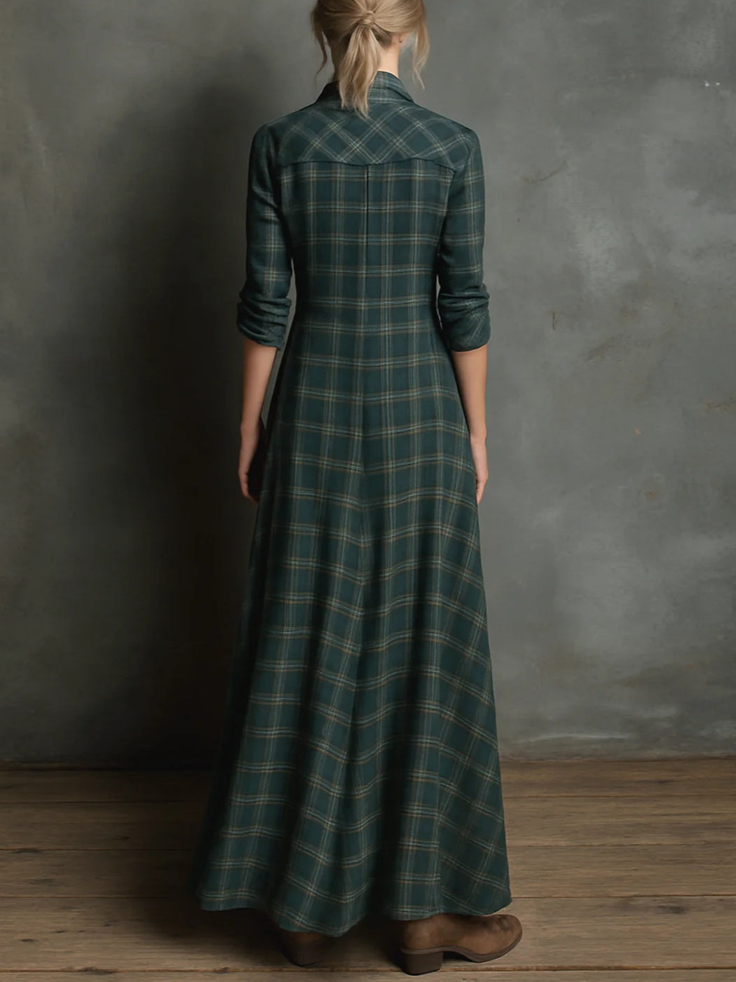 Vestido largo mujer con revers estilo sofisticado