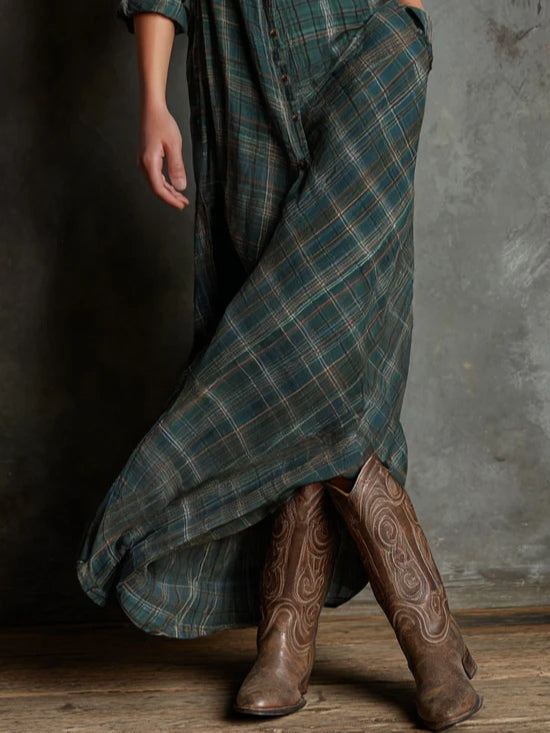 Vestido largo mujer de tejido ligero y corte elegante otoño