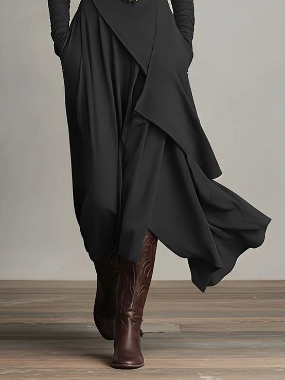 Vestido Maxi Mujer Cuello Alto Asimétrico Estilo Boho