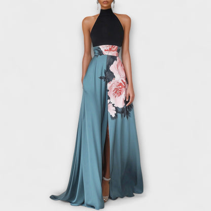 Vestido maxi mujer de tela floral corte línea A - Mavetta