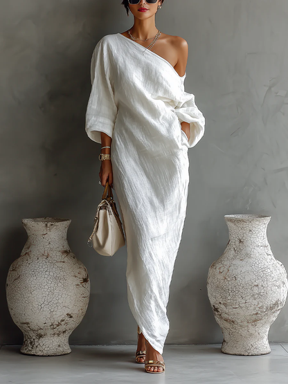 Vestido maxi mujer de tela ligera ajuste cómodo elegante
