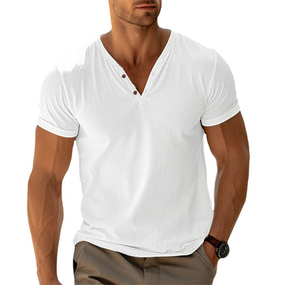 Camiseta Hombre Cuello en V Botones Ajuste Regular - Mavetta