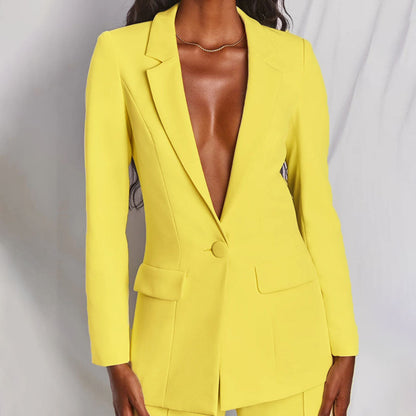 Conjunto Mujer de Dos Piezas Blazer y Pantalón Casual Elegante