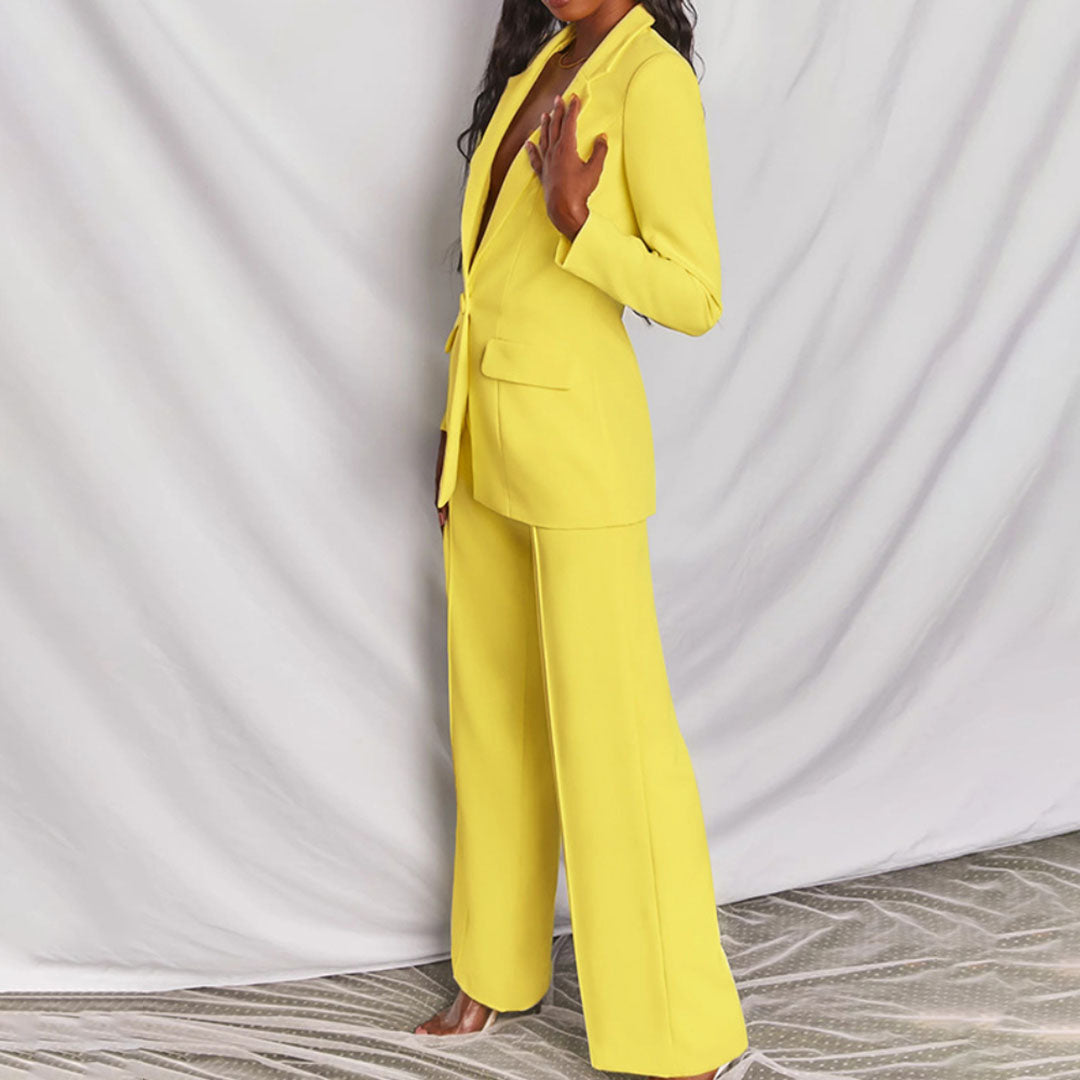 Conjunto Mujer de Dos Piezas Blazer y Pantalón Casual Elegante