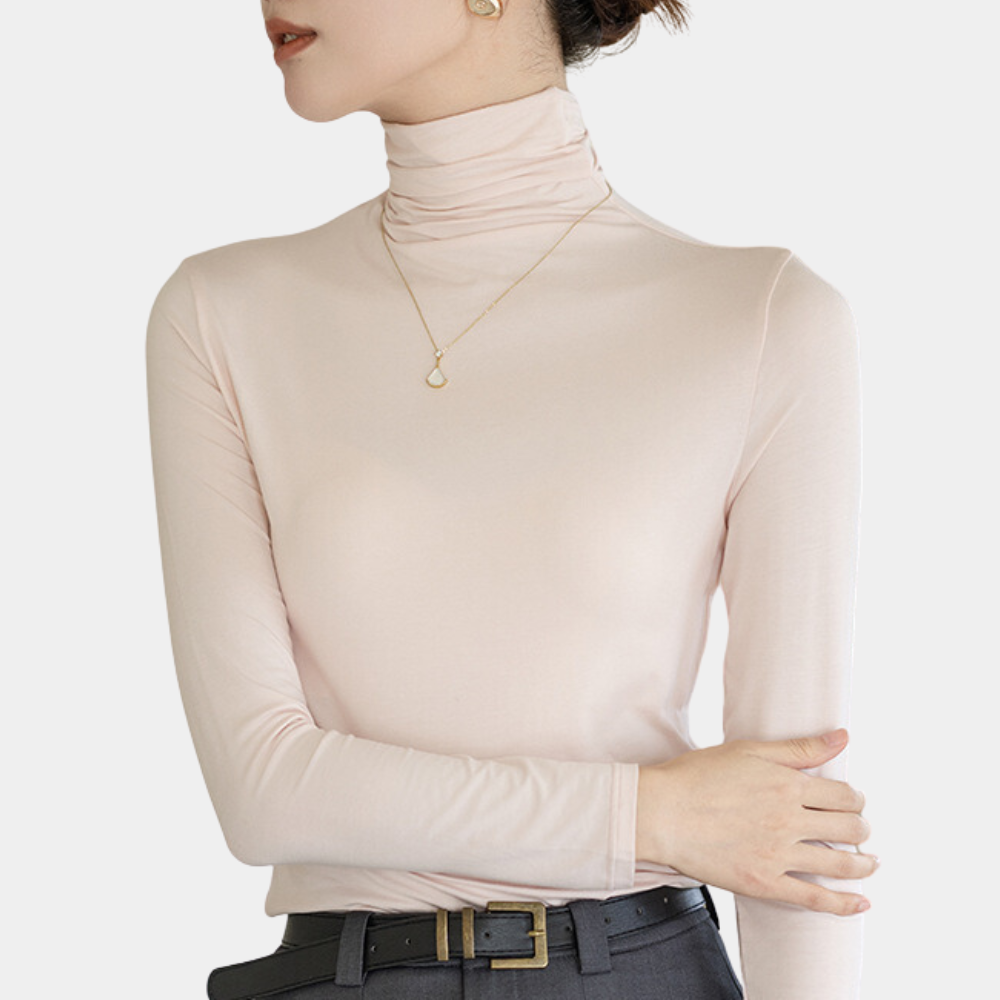 Mujer Cuello Alto Manga Larga Ajuste Slim