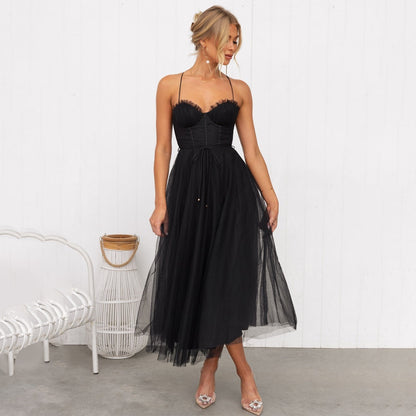 Vestido midi mujer de gala elegante