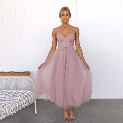 Vestido midi mujer de gala elegante