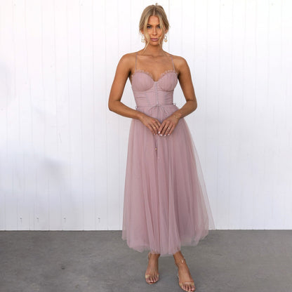 Vestido midi mujer de gala elegante