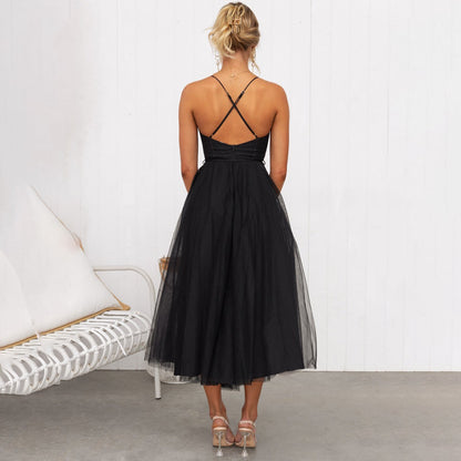 Vestido midi mujer de gala elegante