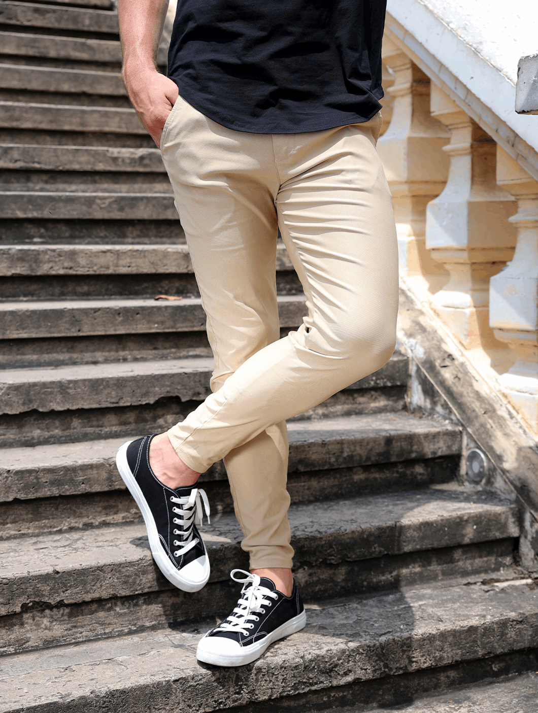 Pantalones Hombre Slim Fit Elásticos Ajuste Ceñido