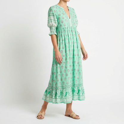 Vestido Largo Mujer Estampado Borlas Estilo Boho