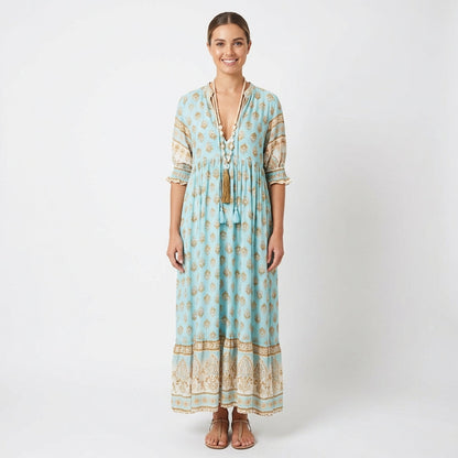Vestido Largo Mujer Estampado Borlas Estilo Boho - Mavetta