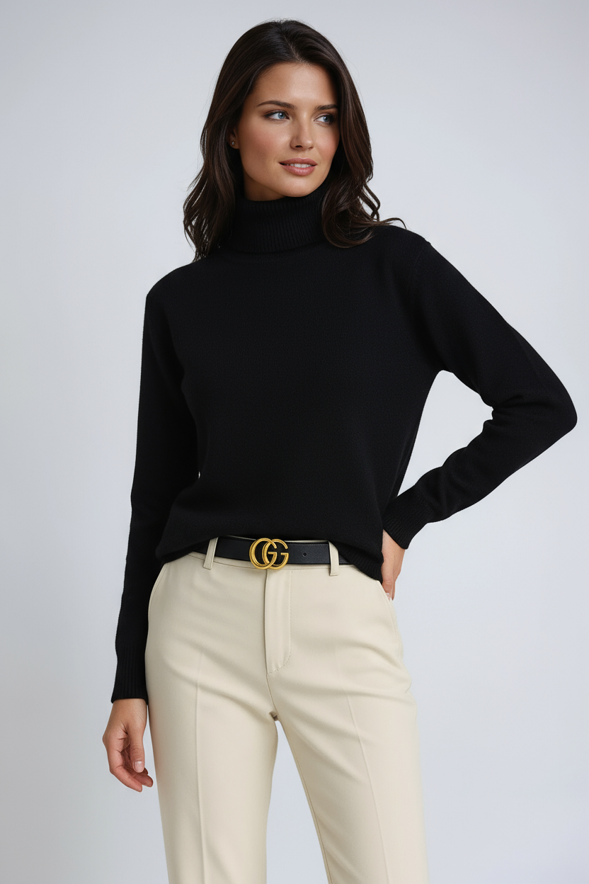 Jersey Mujer de Punto Grueso Cuello Alto Calido