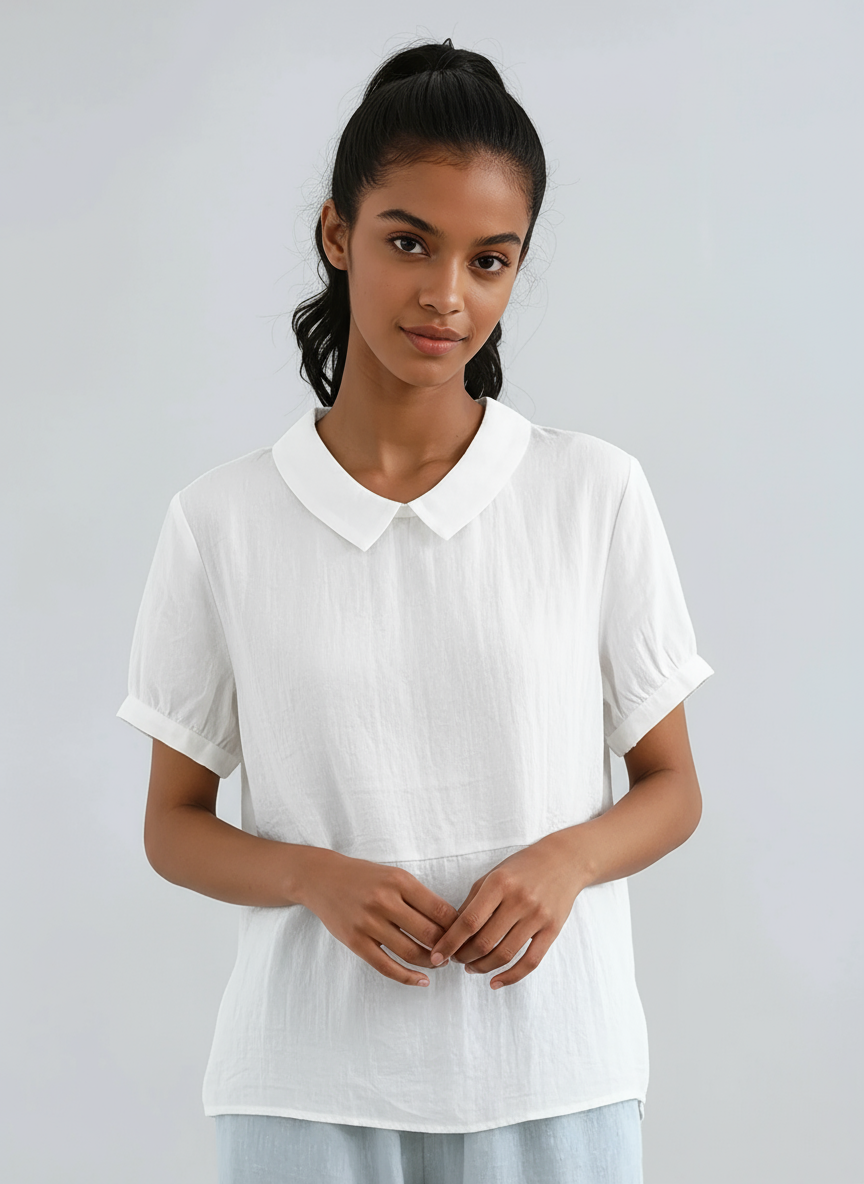 Blusa Mujer de Algodón Manga Corta Estilo Fresco