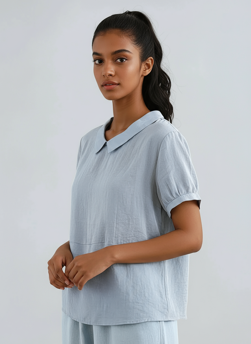 Blusa Mujer de Algodón Manga Corta Estilo Fresco