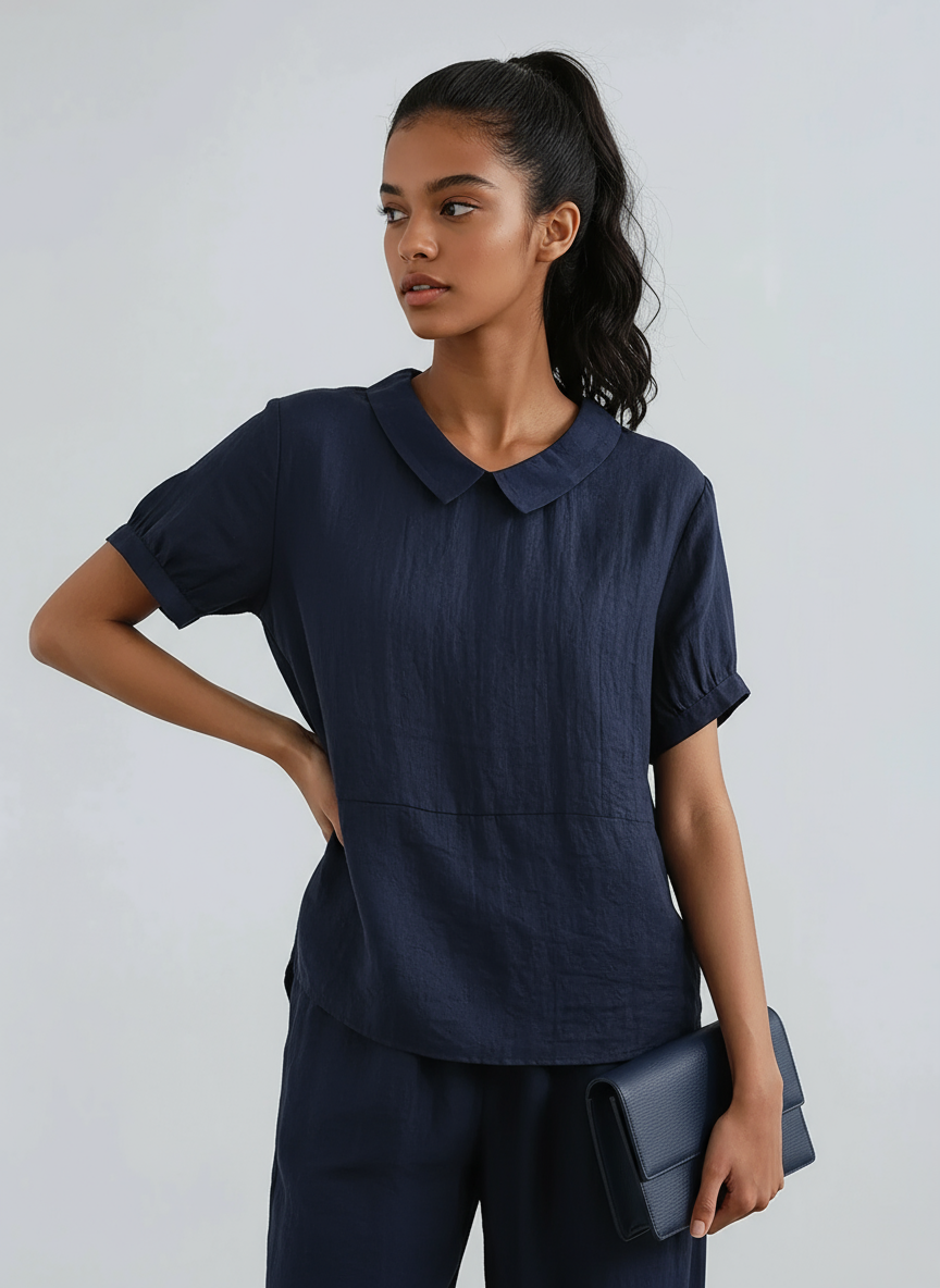 Blusa Mujer de Algodón Manga Corta Estilo Fresco