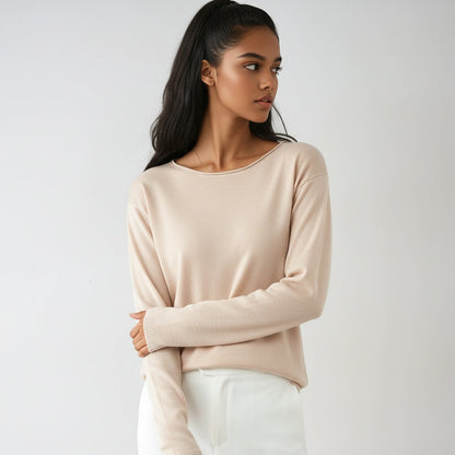Jersey fino Mujer Cuello Redondo Manga Larga