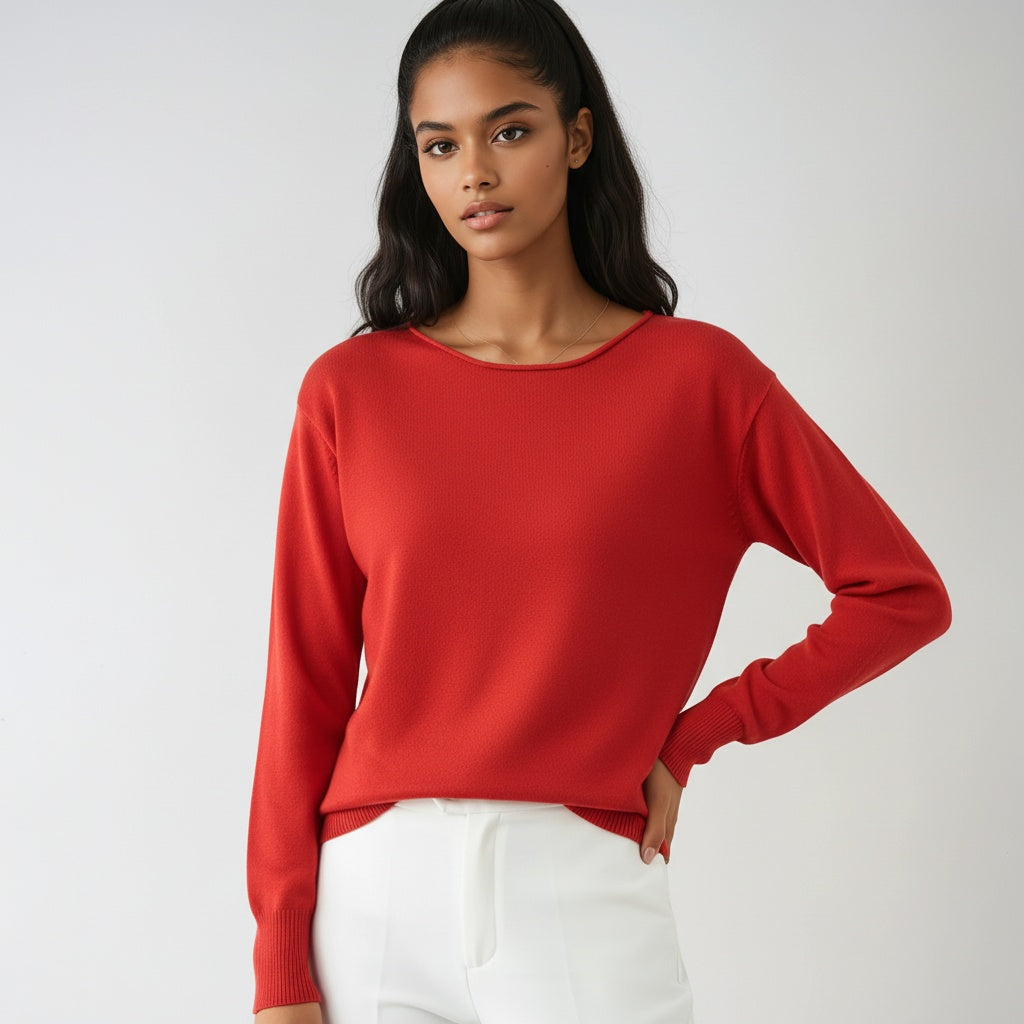 Jersey fino Mujer Cuello Redondo Manga Larga
