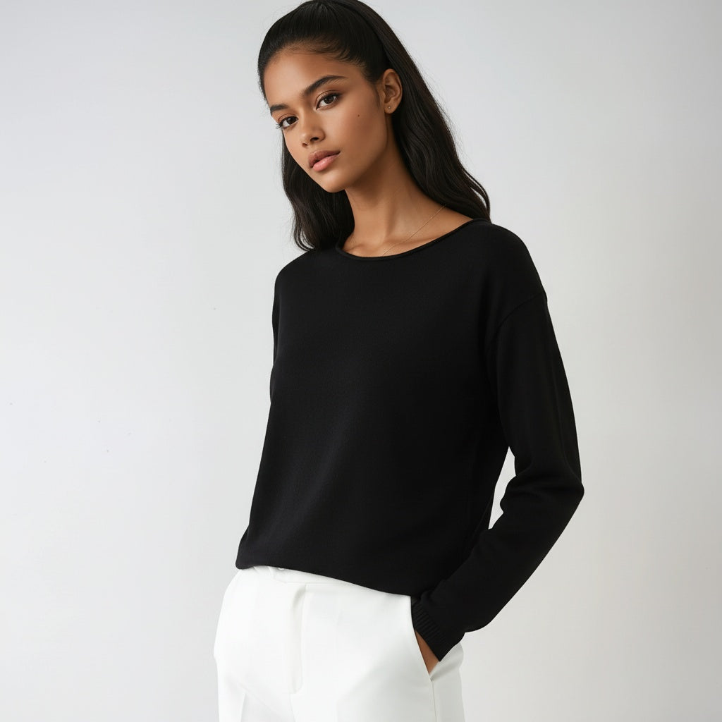 Jersey fino Mujer Cuello Redondo Manga Larga