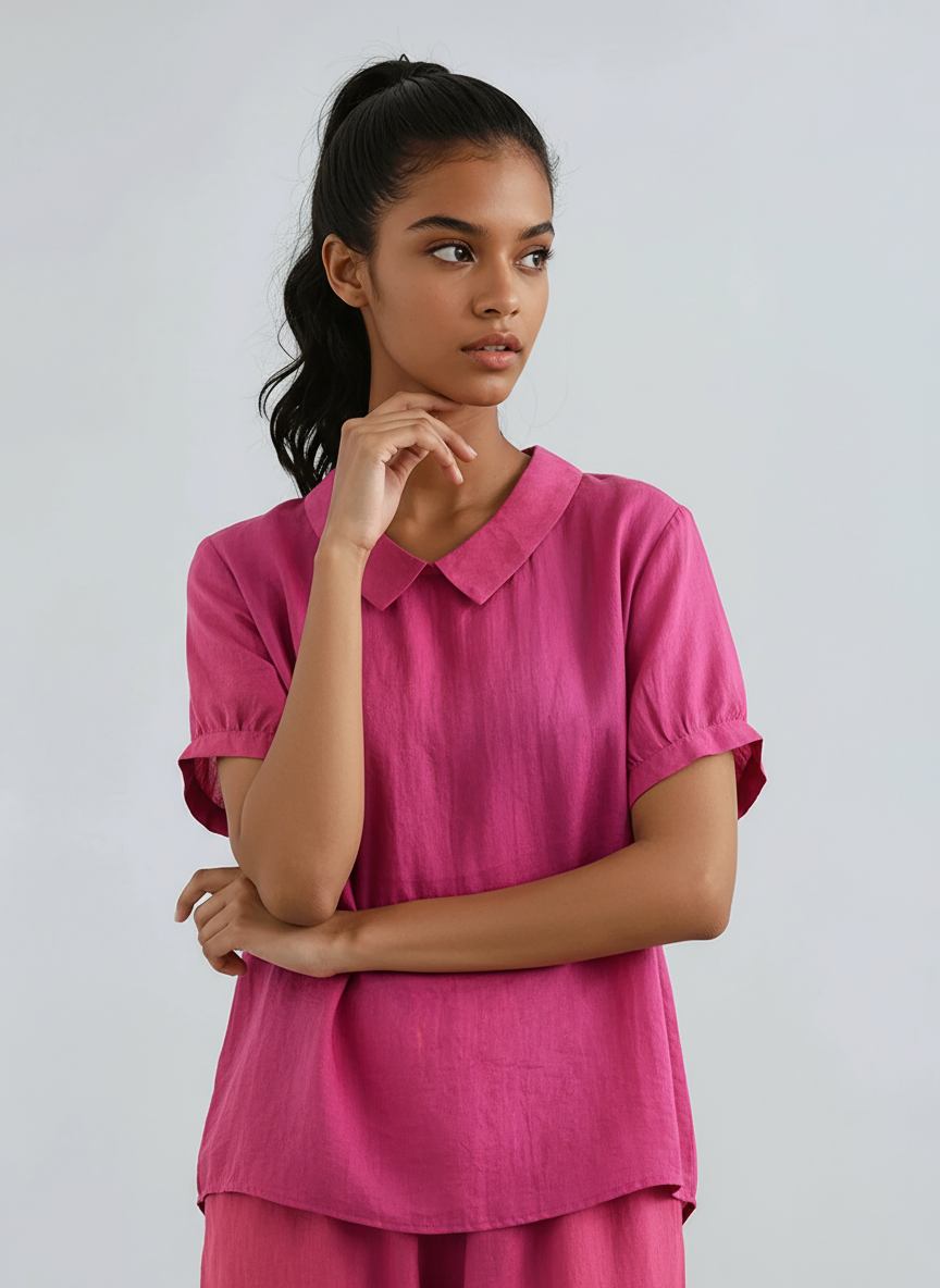 Blusa Mujer de Algodón Manga Corta Estilo Fresco