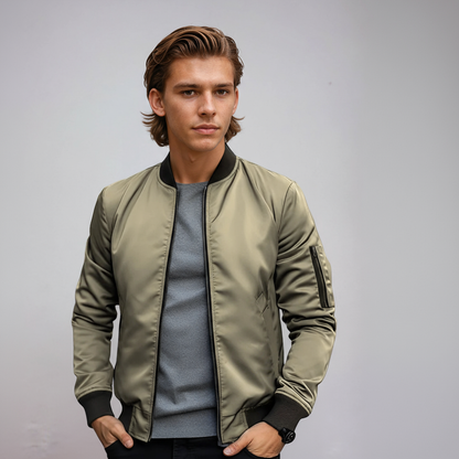 Cazadora Bomber Hombre con Cremallera Estilo Urbano