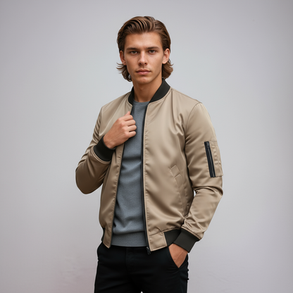 Cazadora Bomber Hombre con Cremallera Estilo Urbano