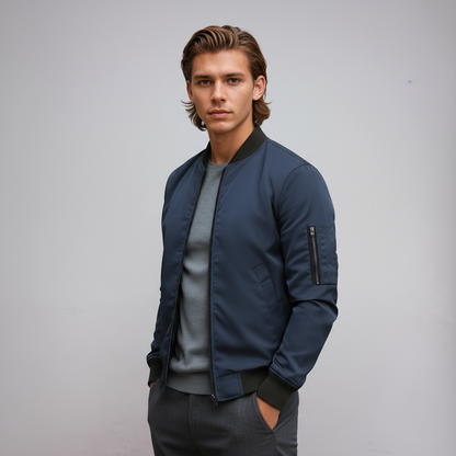 Cazadora Bomber Hombre con Cremallera Estilo Urbano