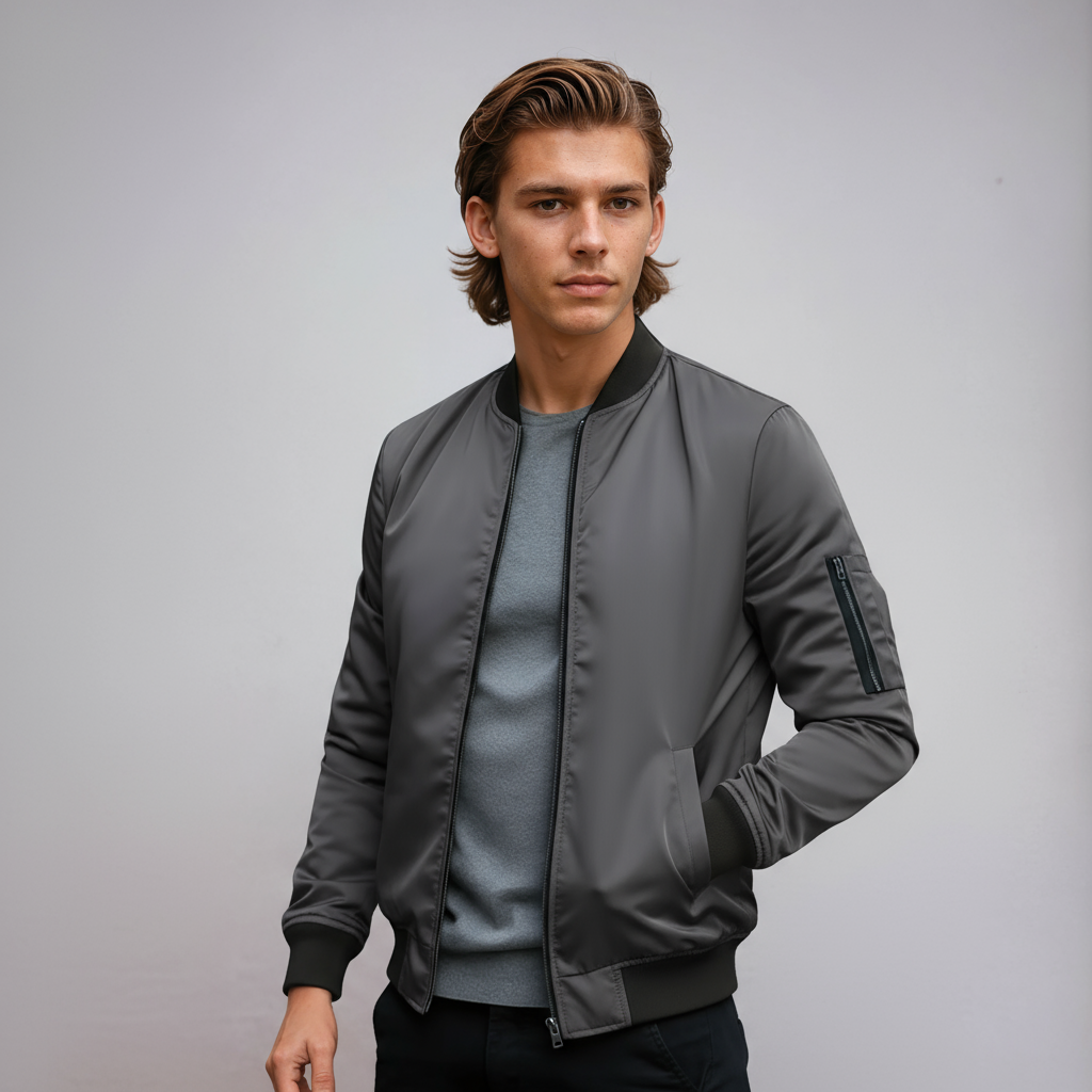 Cazadora Bomber Hombre con Cremallera Estilo Urbano