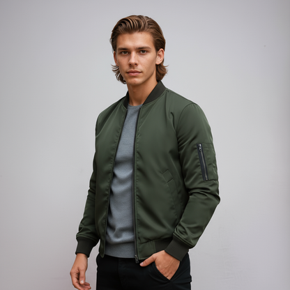Cazadora Bomber Hombre con Cremallera Estilo Urbano