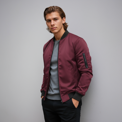 Cazadora Bomber Hombre con Cremallera Estilo Urbano