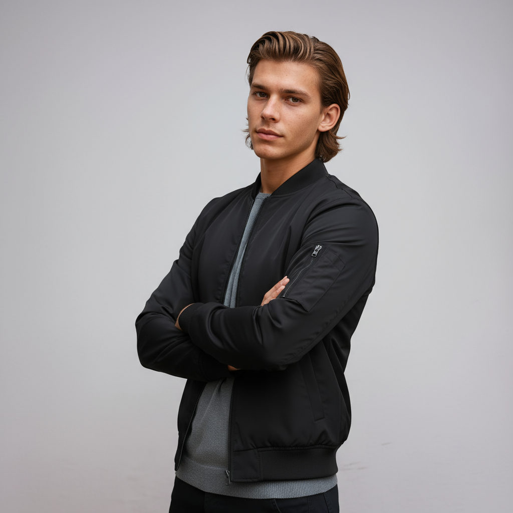 Cazadora Bomber Hombre con Cremallera Estilo Urbano