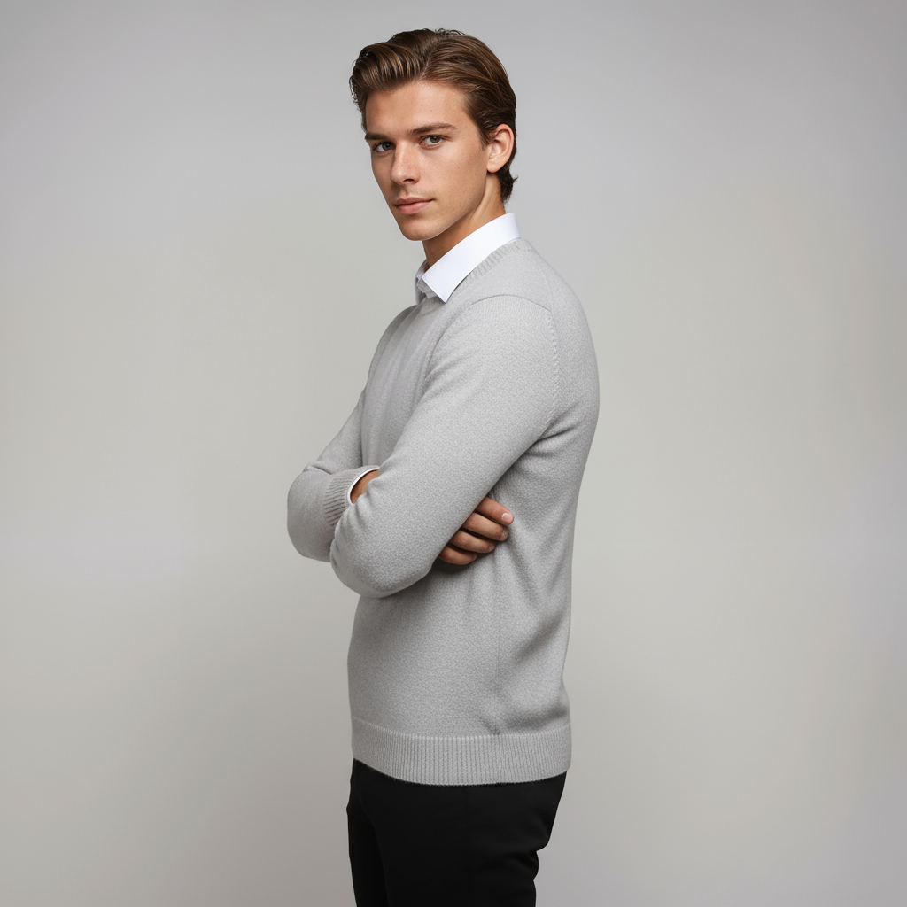 Jersey hombre cuello redondo tejido suave ajuste cómodo