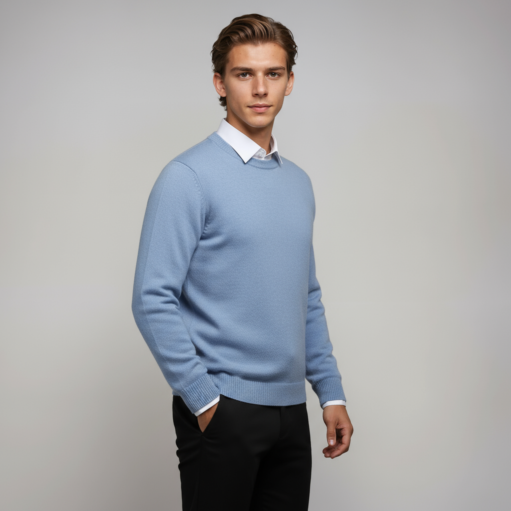 Jersey hombre cuello redondo tejido suave ajuste cómodo