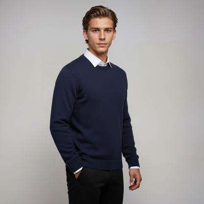 Jersey hombre cuello redondo tejido suave ajuste cómodo