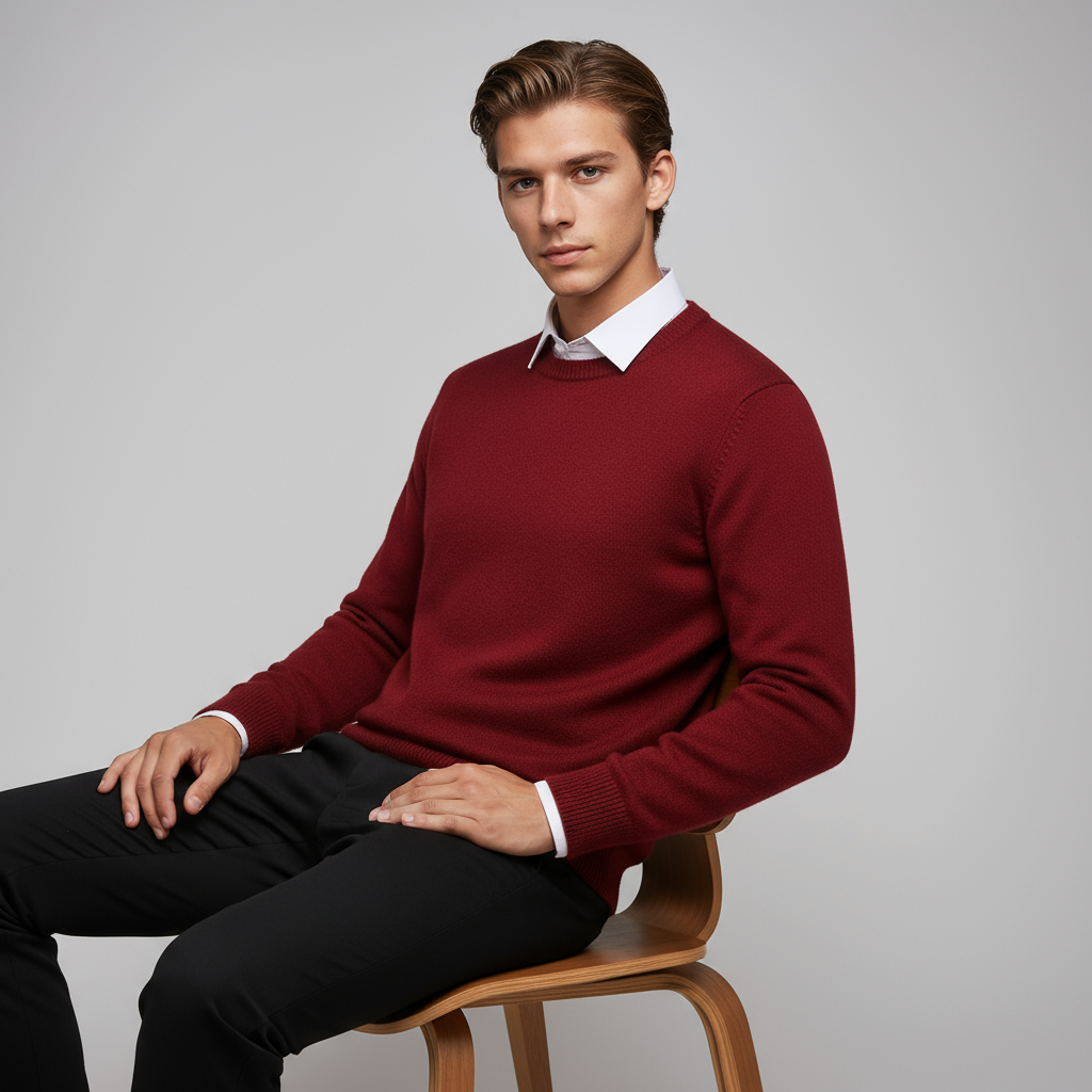 Jersey hombre cuello redondo tejido suave ajuste cómodo
