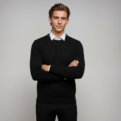 Jersey hombre cuello redondo tejido suave ajuste cómodo