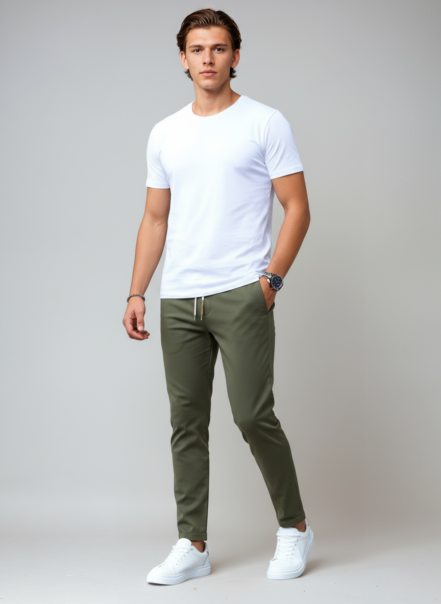Pantalón chino hombre algodón slim fit estilo elegante