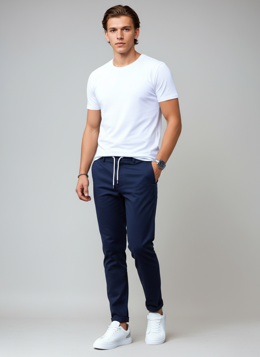 Pantalón chino hombre algodón slim fit estilo elegante
