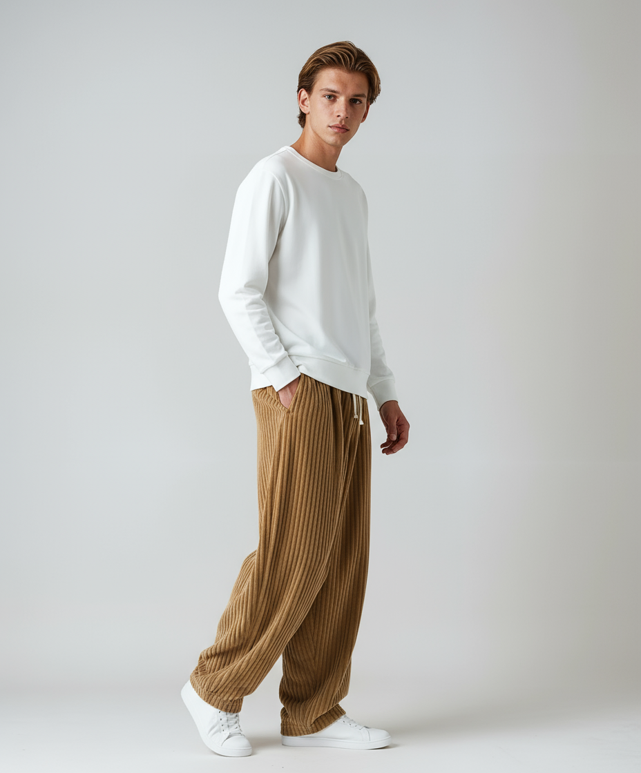 Pantalón Hombre de Pana Ajustable Corte Ancho