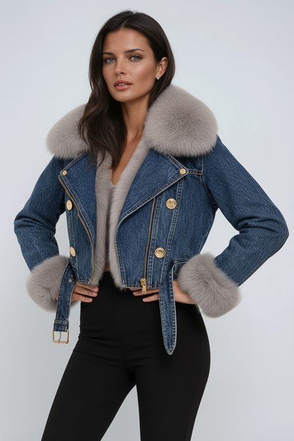 Chaqueta Mujer Vaquera Invierno Cuello Peluche