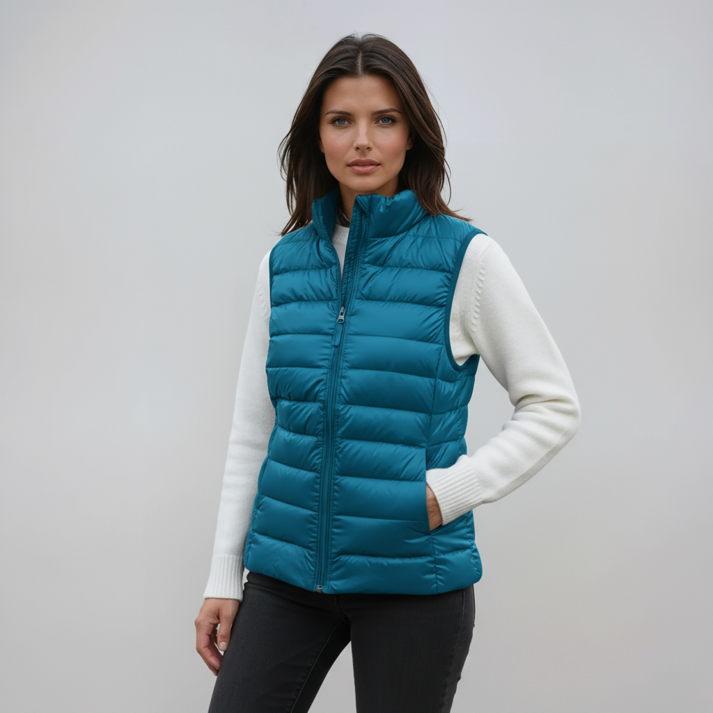Chaleco Mujer Acolchado Cuello Alto Diseño Ligero