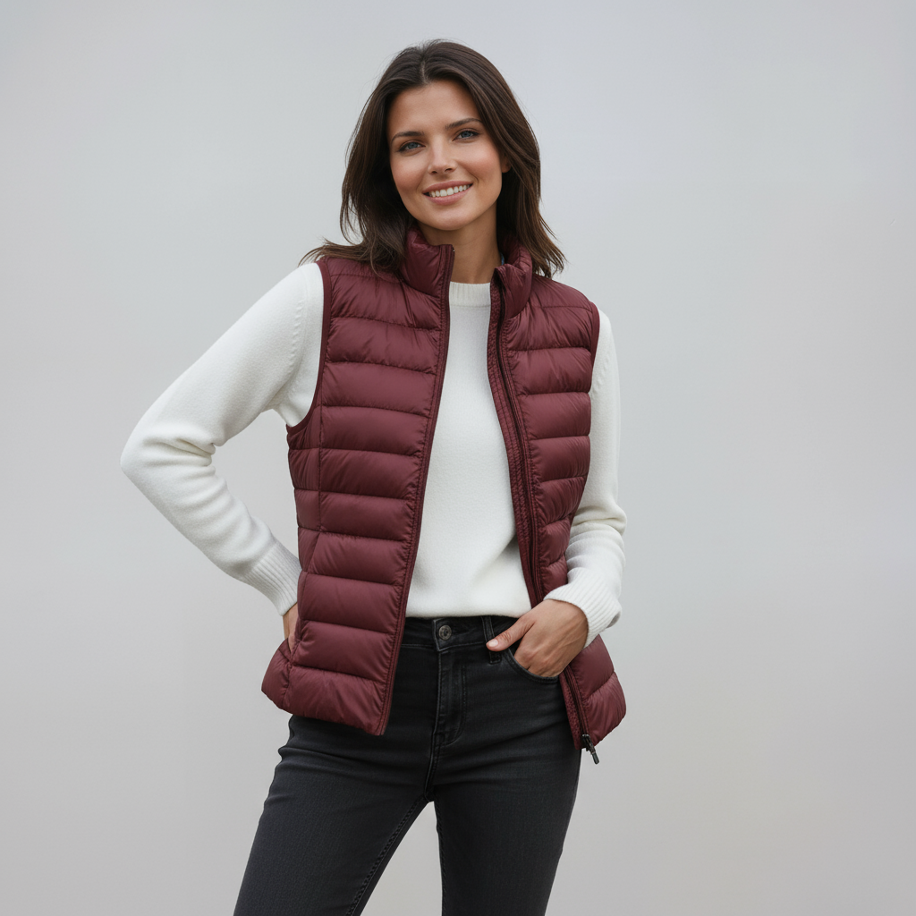 Chaleco Mujer Acolchado Cuello Alto Diseño Ligero
