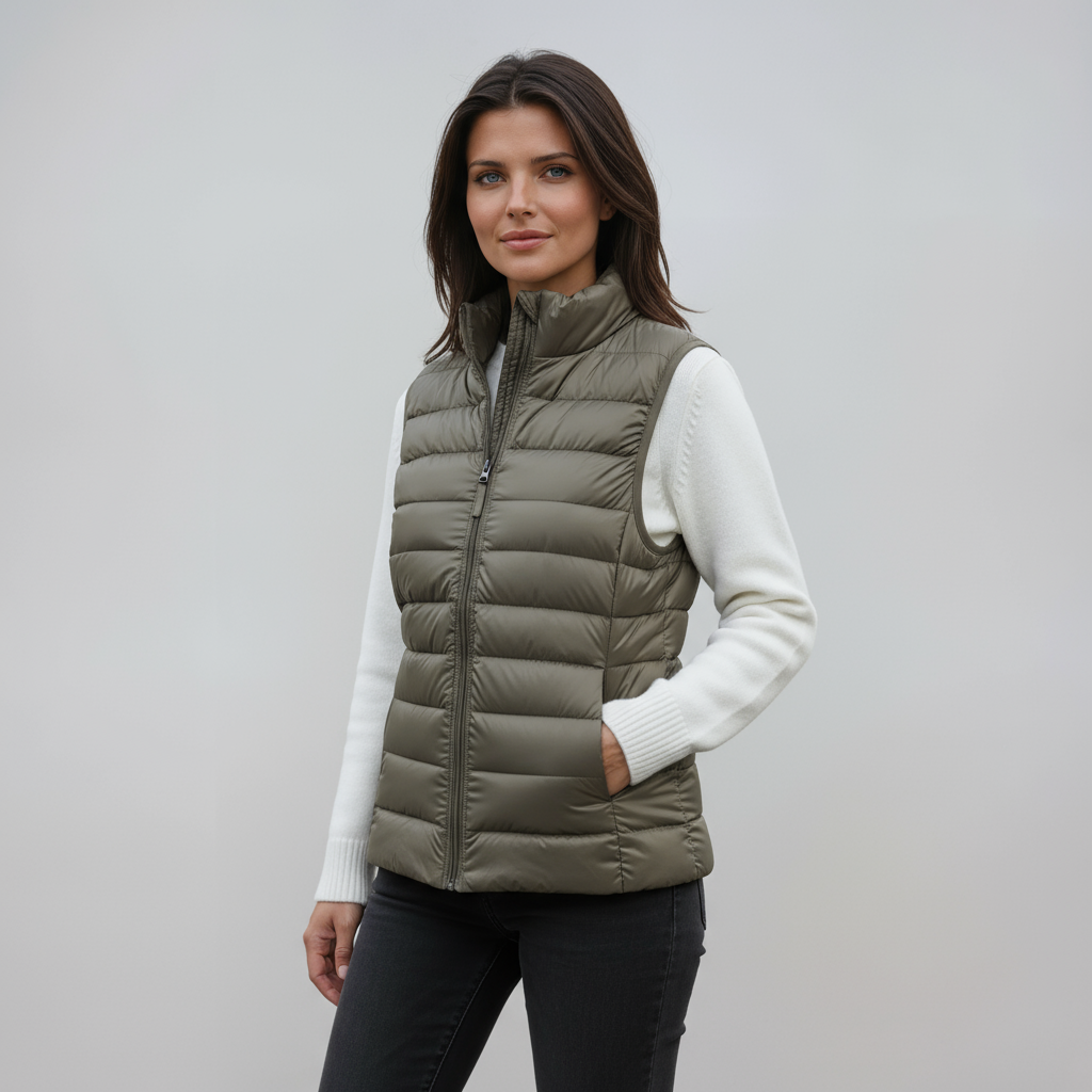Chaleco Mujer Acolchado Cuello Alto Diseño Ligero
