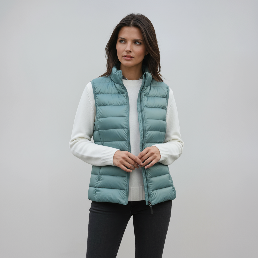 Chaleco Mujer Acolchado Cuello Alto Diseño Ligero