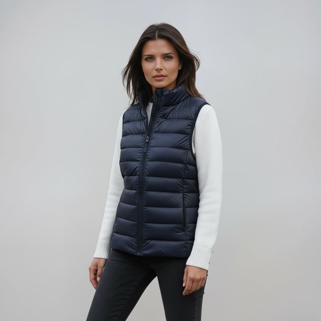 Chaleco Mujer Acolchado Cuello Alto Diseño Ligero
